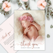 Simple Rose Gold Script Baby Foto Vielen Dank