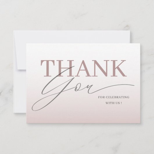 Simple Rose Gold Wedding Thank You Dankeskarte (Vorderseite)
