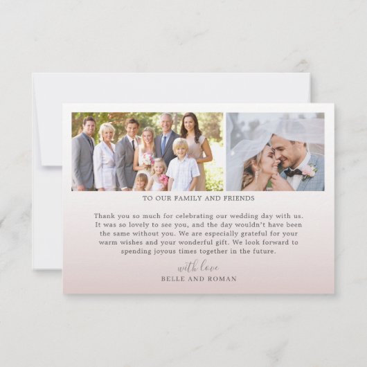 Simple Rose Gold Wedding Thank You Dankeskarte (Rückseite)