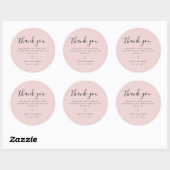 Simple Rosy Minimalistisch Wedding Danke Runder Aufkleber (Blatt)