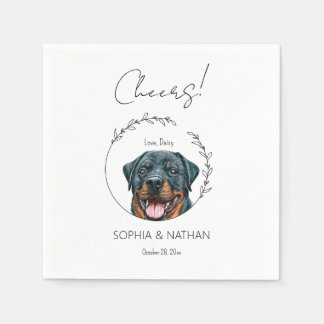 Simple Rottweiler Dog Wedding Cocktail Serviette