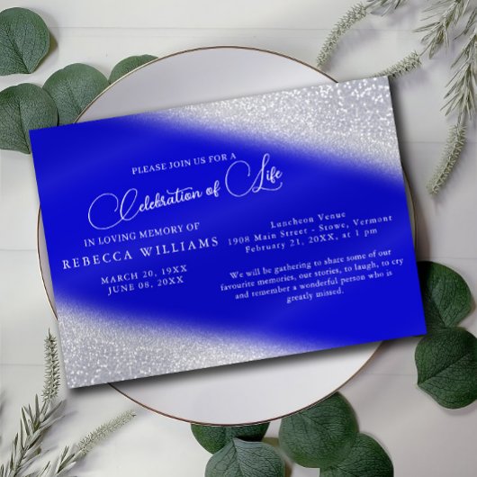 Simple Royal Blue Celebration of Life Invitations Einladung
