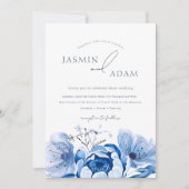 Simple Royal Blue Opulence Floral Rose Hochzeiten Einladung (Vorderseite)
