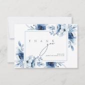 Simple Royal Blue Opulence Floral Wedding Dankeskarte (Vorderseite)