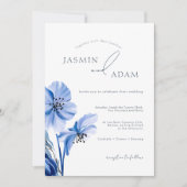 Simple Royal Blue Opulence Floral Wedding Einladung (Vorderseite)