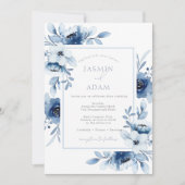 Simple Royal Blue Opulence Floral Wedding Einladung (Vorderseite)