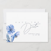 Simple Royal Blue Opulence Floral Wedding Save The Date (Vorderseite)