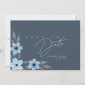 Simple Royal Blue Opulence Floral Wedding Save The Date (Vorderseite)