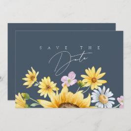 Simple Royal Blue Opulence Sonnenblumen Hochzeit Save The Date