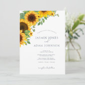 Simple Royal Blue Opulence Sunflowers Boho Wedding Einladung (Stehend Vorderseite)