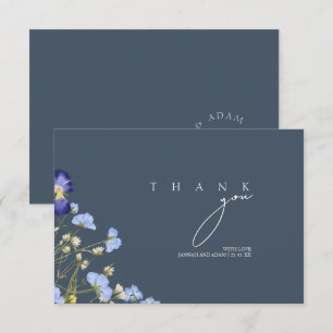 Simple Royal Blue Opulence Wildblumen Hochzeit Dankeskarte
