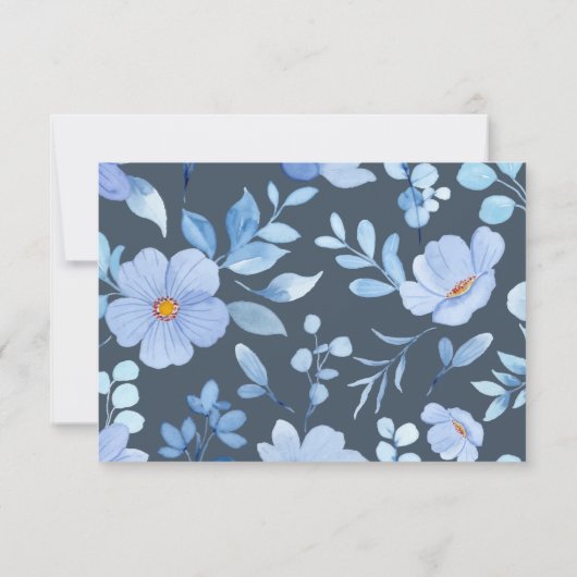 Simple Royal Blue Opulence Wildblumen Hochzeit Dankeskarte (Rückseite)