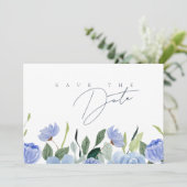 Simple Royal Blue Opulence Wildblumen Hochzeit Save The Date (Stehend Vorderseite)
