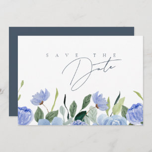 Simple Royal Blue Opulence Wildblumen Hochzeit Save The Date
