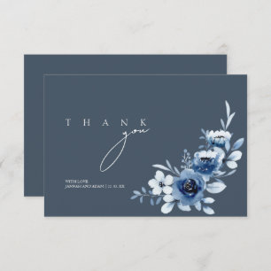 Simple Royal Blue Rose Floral Wedding Dankeskarte