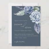 Simple Royal Blue Rose Floral Wedding Einladung (Vorderseite)