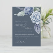 Simple Royal Blue Rose Floral Wedding Einladung (Stehend Vorderseite)