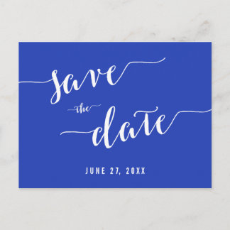 Simple Royal Blue Save the Date Postkarten