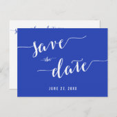 Simple Royal Blue Save the Date Postkarten (Vorne/Hinten)
