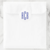 Simple Royal Blue Three Letter Monogram Runder Aufkleber (Tasche)