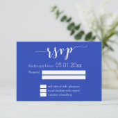 Simple Royal Blue Wedding RSVP Card Karte (Stehend Vorderseite)