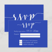 Simple Royal Blue Wedding RSVP Card Karte (Vorne/Hinten)