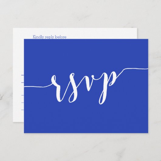 Simple Royal Blue Wedding RSVP Postkarten (Vorne/Hinten)