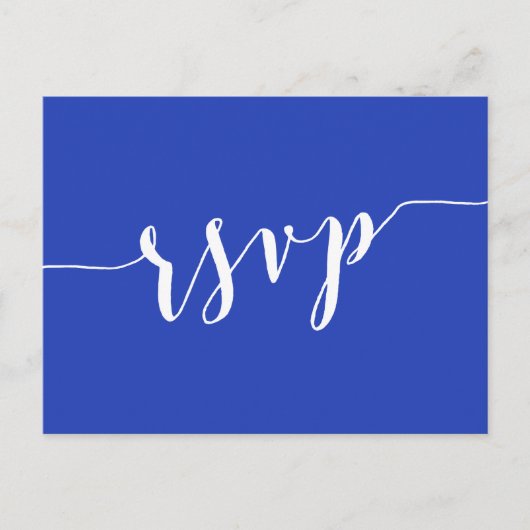 Simple Royal Blue Wedding RSVP Postkarten (Vorderseite)