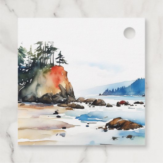 Simple Ruby Beach Olympia-Nationalpark Wedding Geschenkanhänger (Rückseite)