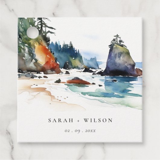 Simple Ruby Beach Olympia-Nationalpark Wedding Geschenkanhänger (Vorderseite)