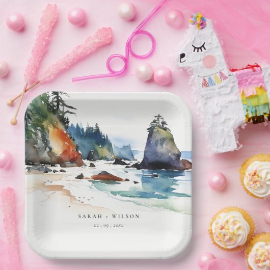 Simple Ruby Beach Olympia-Nationalpark Wedding Pappteller (Party)