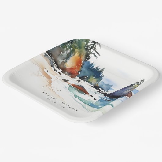 Simple Ruby Beach Olympia-Nationalpark Wedding Pappteller (Gewinkelt)