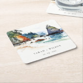 Simple Ruby Beach Olympia-Nationalpark Wedding Rechteckiger Pappuntersetzer (angewinkelt)