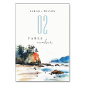 Simple Ruby Beach Olympia-Nationalpark Wedding Tischnummer (Vorderseite)