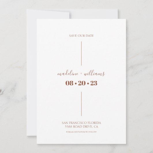 Simple Rust Boho Wüste Terracotta Wedding Save The Date (Vorderseite)