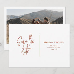 Simple Rust Terracotta Wedding Foto Einladung
