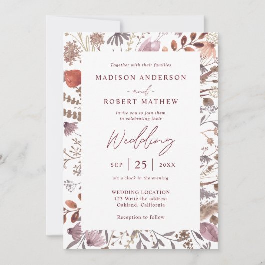 Simple Rustic Boho Chic Photo QR Code Wedding Einladung (Vorderseite)