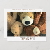 Simple Rustic Cute Teddy Bear Postcard Thank You Postkarte (Vorne/Hinten)