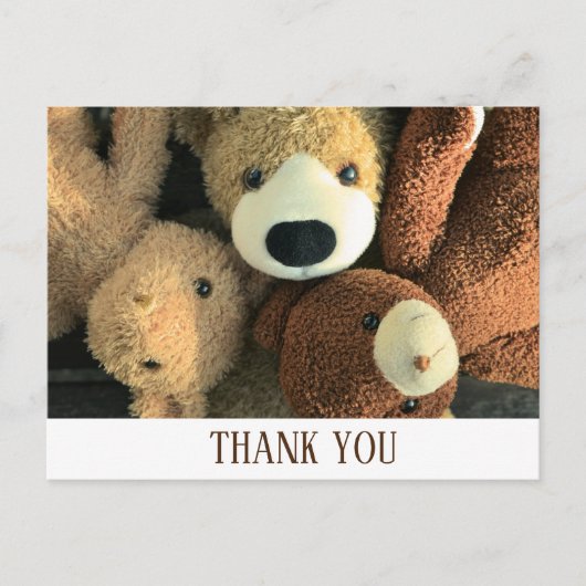 Simple Rustic Cute Teddy Bear Postcard Thank You Postkarte (Vorderseite)