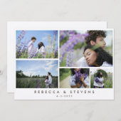 Simple Rustic Kraft Photo Collage Script Wedding Einladung (Vorne/Hinten)