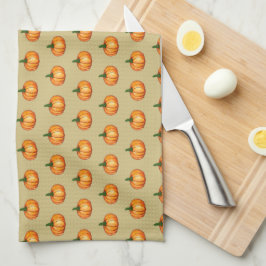 Simple Rustic Orange Watercolour Pumpkin Pattern Geschirrtuch
