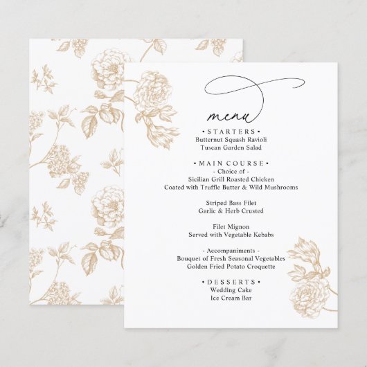 Simple Rustic Vintage Modern Wedding Menus (Vorne/Hinten)
