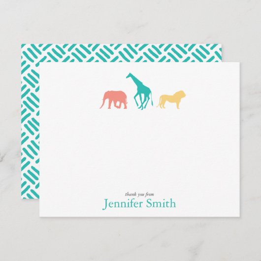 Simple Safari Animal Personalize Stationery Boy Einladung (Vorne/Hinten)