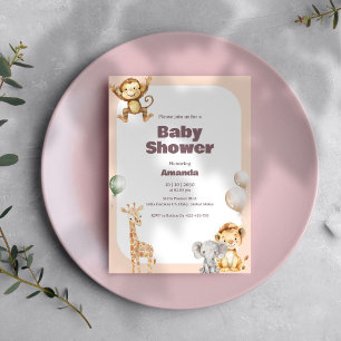 Simple Safari Animals Baby Dusche Einladung