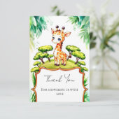 Simple Safari Giraffe Baby Dusche Dankeskarte (Stehend Vorderseite)