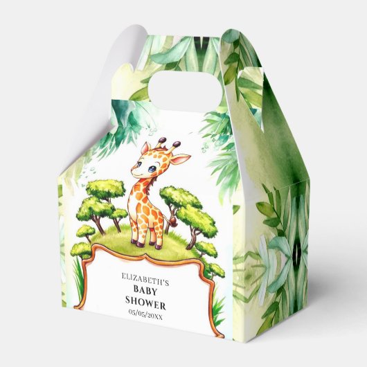 Simple Safari Giraffe Baby Dusche Geschenkschachtel (Vorderseite)