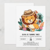 Simple Safari Lion Digital Geburtstag Einladung (Vorne/Hinten)