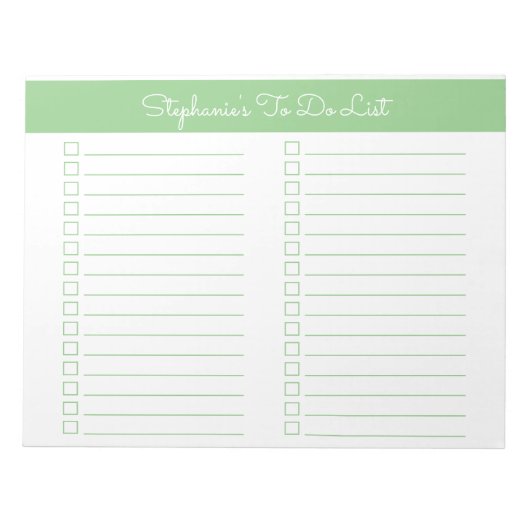 Simple Sage Green 8.5x11 Two Column Checklist Notizblock (Vorderseite)