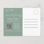 Simple Sage Green Boho Save the Date QR-Code-Foto Postkarte (Rückseite)