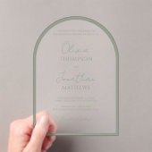 Simple Sage Green Border Script Wedding Arch Acryleinladungen (Insitu (Handheld))